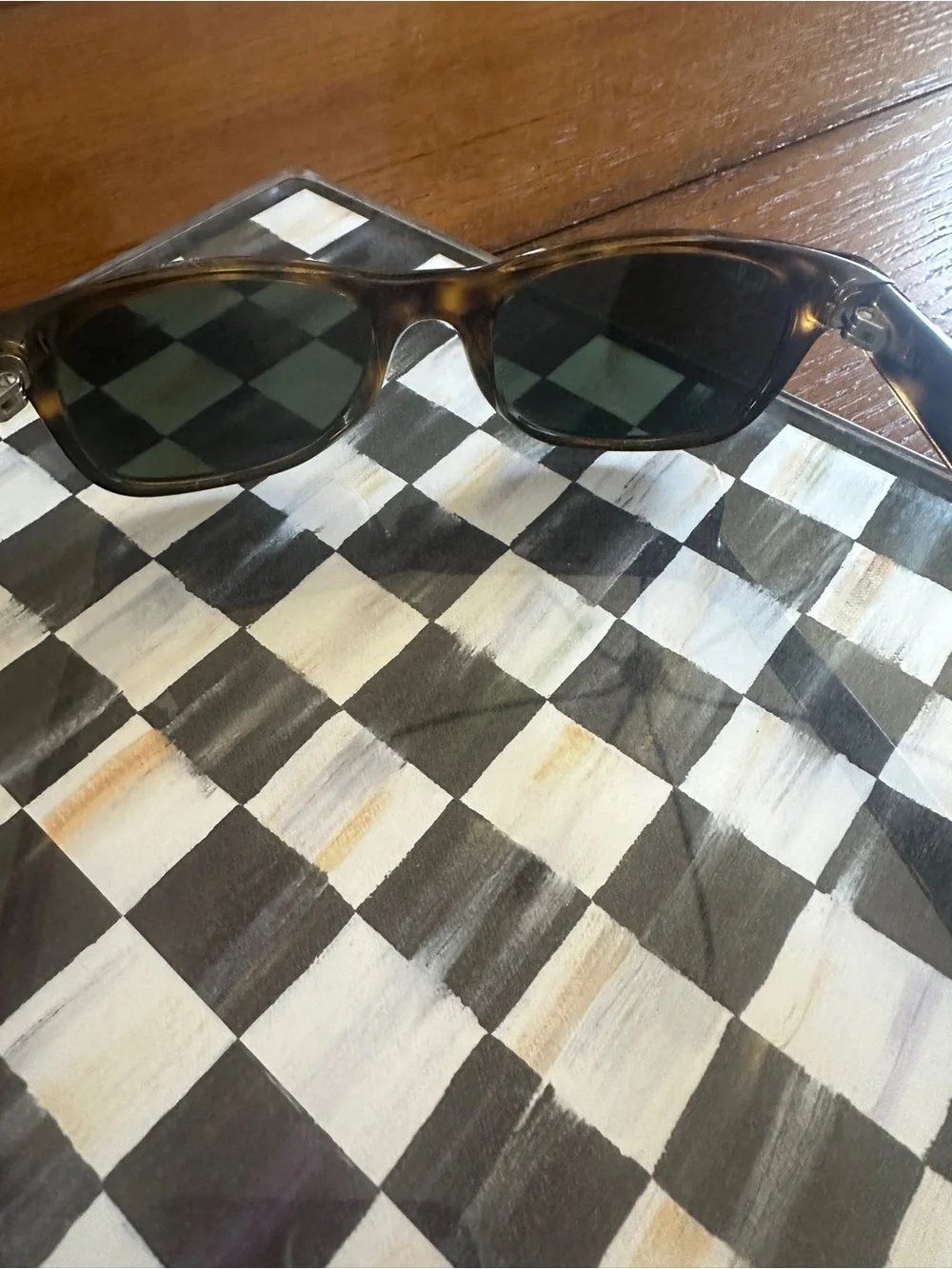 Ray-Ban Men's Wayfarer Sunglasses — Tortoise Frame, Green Lenses